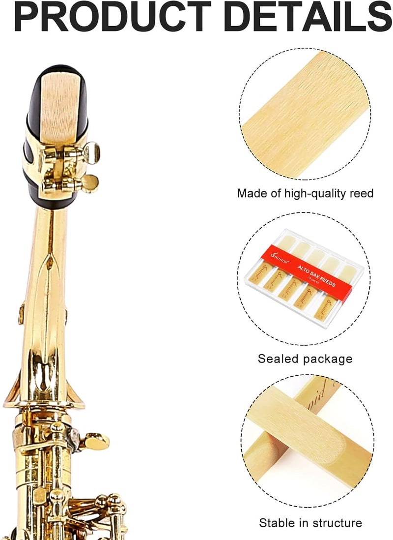 Sovvid 10 Pack Professional Alto Saxophone Reeds with Plastic Box, Strength 2.5 Alto Sax Reeds, Laser Engraved Marking & Thinner Reed Tip for Easy of Play, Traditional Reeds for Saxophone Alto - Image 5